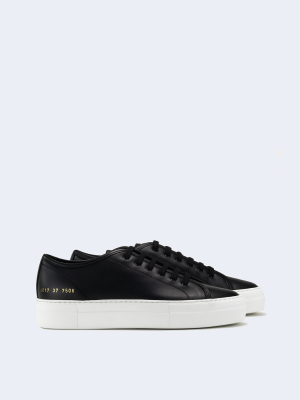 Women's Tournament Leather Low Super Sneaker In Black & White