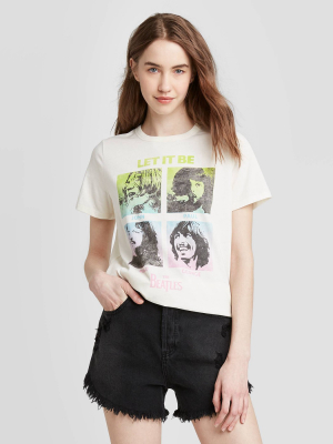 Women's The Beatles Let It Be Short Sleeve Graphic T-shirt (juniors') - Ivory