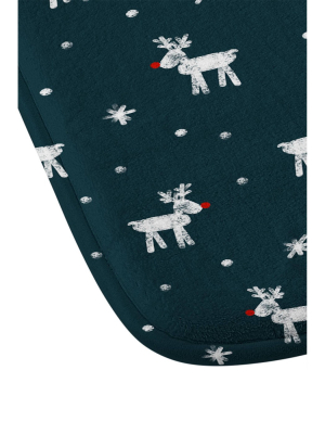 Little Arrow Design Modern Rudolph Memory Foam Bath Mat Dark Blue - Deny Designs