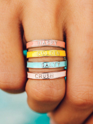 Happy Enamel Word Ring