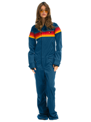 Women's 5 Stripe Satin Powder Suit - Dark Blue