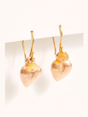 River Song Gold Fire Opal Heart Earrings