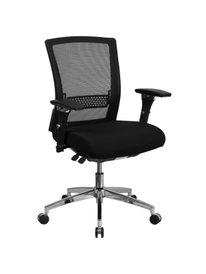 41.75" Fabric Multi Function Executive Swivel Ergonomic Office Chair With Seat Slider & Lumbar Black - Riverstone Furniture