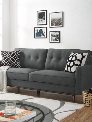 Pearl Upholstered Fabric Sofa Gray