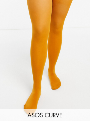 Asos Design Curve 50 Denier Tights In Mustard