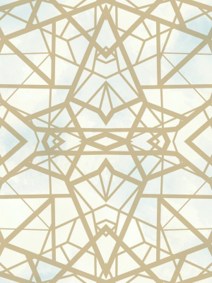 Shatter Geometric Peel & Stick Wallpaper In Sky And Gold By Roommates For York Wallcoverings