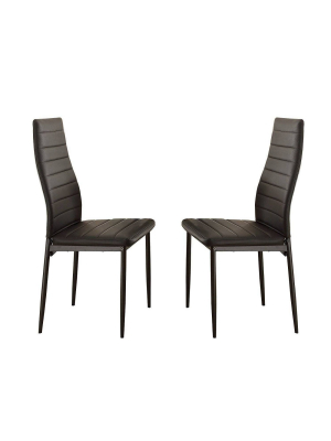 Set Of 2 Side Chairs With Curvy Backs - Benzara