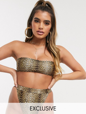 South Beach Exclusive Mix And Match Bandeau Bikini Top In Animal Print