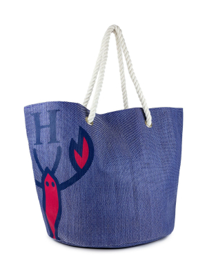 The Hamptons Straw Large Logo Beach Tote