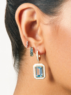 14kt White Gold Blue Topaz Huggie Earrings