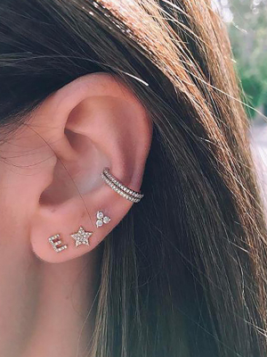 Single Initial Stud Earring