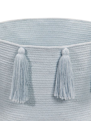 Tassels Basket In Soft Blue