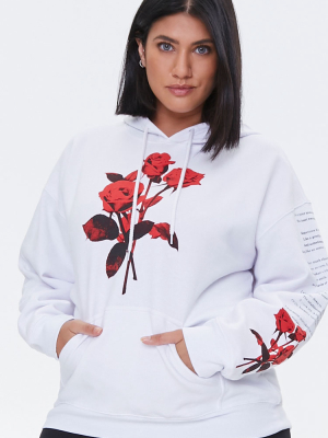 Plus Size Fleece Rose Hoodie