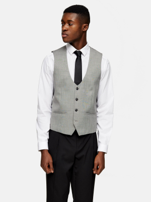 Gray Check Skinny Fit Suit Vest