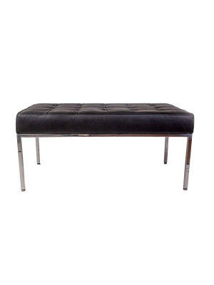 Tufted Bench - Black Leather