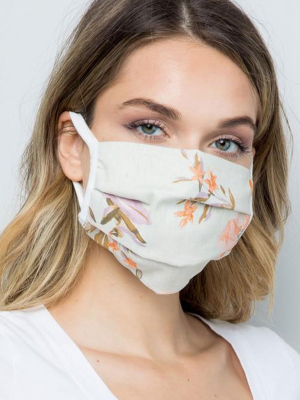 Pleated Sage Floral Mask