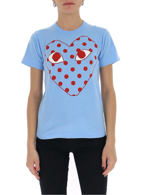 Comme Des Garçons Play Polka-dot Logo Crewneck T-shirt