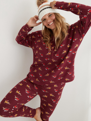 Aerie Waffle Long Sleeve Pajama Shirt