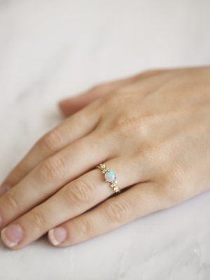 Large Organic Crossover Opal & Diamond Ring