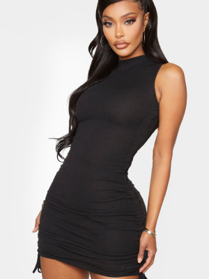 Shape Black Thick Rib Ruched Side Sleeveless...