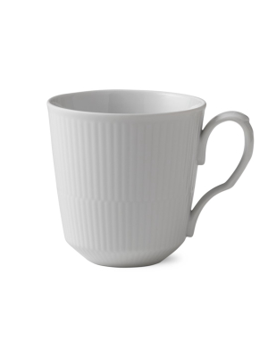 White Fluted Plain Mugs W/ Handles