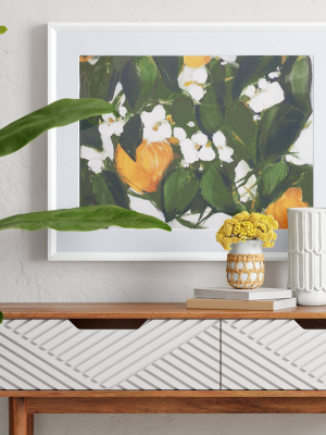 30" X 24" Floral Framed Wall Art White/orange - Opalhouse™