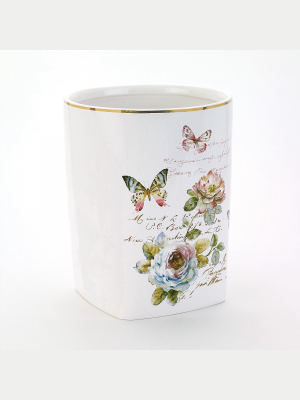 Avanti Butterfly Garden Wastebasket - White