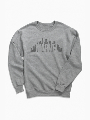 Marvel City Skyline Logo Crew Neck Sweatshirt