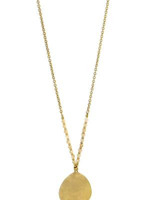 Carol Dauplaise Long Gold Tone Medallion Pendant