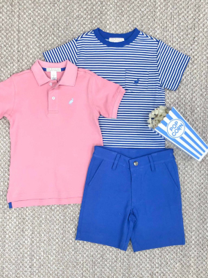 Prim & Proper Polo & Onesie - Hamptons Hot Pink With Buckhead Blue Stork