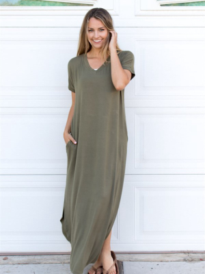 Relaxed Maxi Dress - Olive