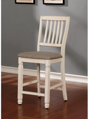 Set Of 2 Dean Cushioned Wood Counter Height Dining Chair Antique White/dark Oak - Iohomes