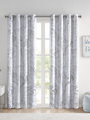 84"x50" Vanessa Marble Metallic Blackout Curtain Panel