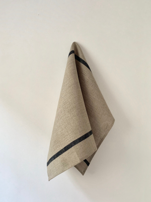 Thick Linen Kitchen Cloth: Natural With Navy Stripe