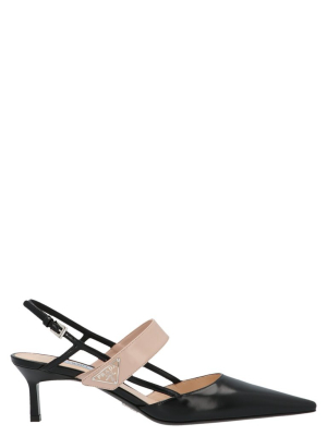 Prada Logo Plaque Slingback Pumps