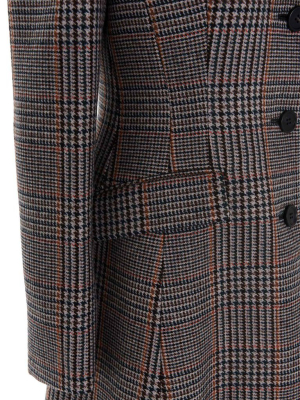 Prada Houndstooth Flared Coat