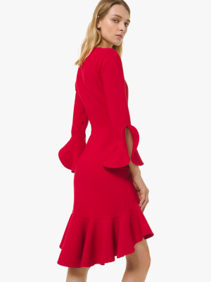 Flounce Sleeve Sheath Dress