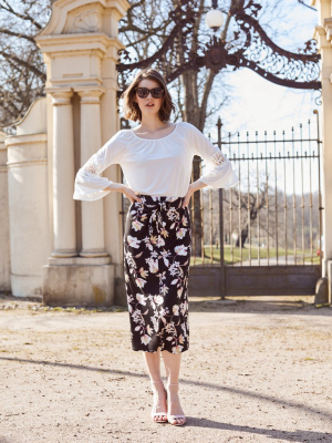 Side Tie Midi Skirt