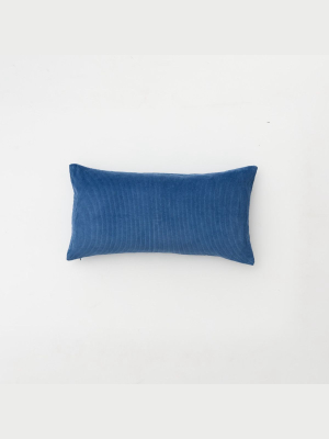 Organic Cotton Corduroy Cushion In Blue - Rectangle