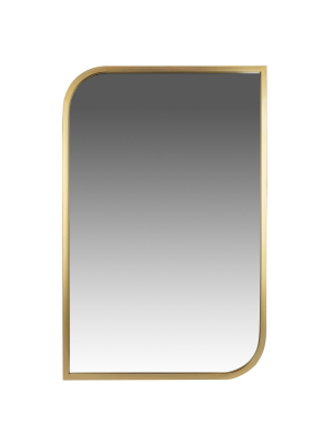 31"x21" Metal Rounded And Pointed Rectangular Wall Mirror Gold - Patton Wall Decor