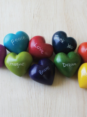 Colorful Word Heart Stones (choose Word/color Combo)