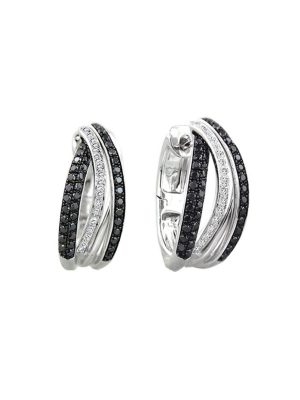 Effy 14k White Gold Black And White Diamond Earrings, .71 Tcw