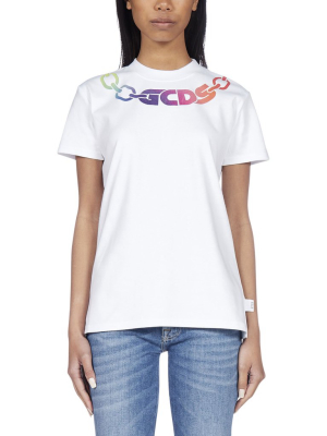 Gcds Logo Chain-print Round Neck T-shirt