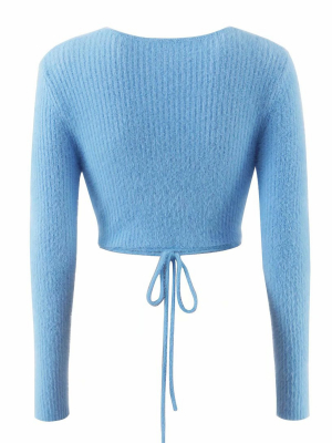 'kori' Soft Fuzzy Wrap Sweater With Ties (3 Colors)