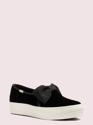 Keds X Kate Spade New York Triple Decker Velvet Bow Sneakers