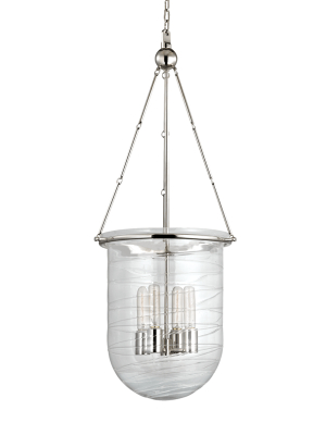 Hudson Valley Lighting Willet 4-bulb Pendant - Polished Nickel & Clear Swirled