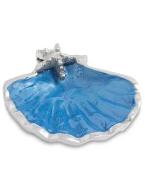 Julia Knight Scallop Starfish 4" Deep Bowl In Azure