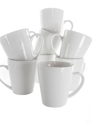 12oz 8pc Porcelain Amie Mug Set White - Elama