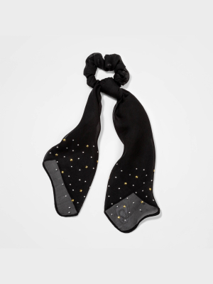 Star Printed Scarf Hair Twister With Tails - Wild Fable™ Black