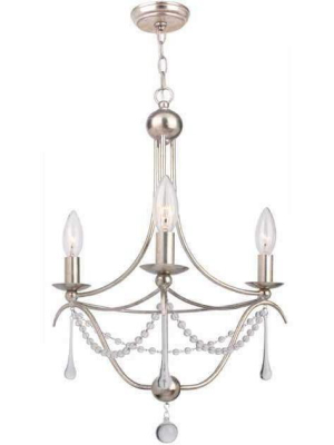 Metro 3 Light Antique Silver Mini Chandelier I